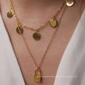 Jóias de ouro personalizadas 18K colar de cadeado de ouro 18K Charms de impressão de letra AZ para fabricação de jóias